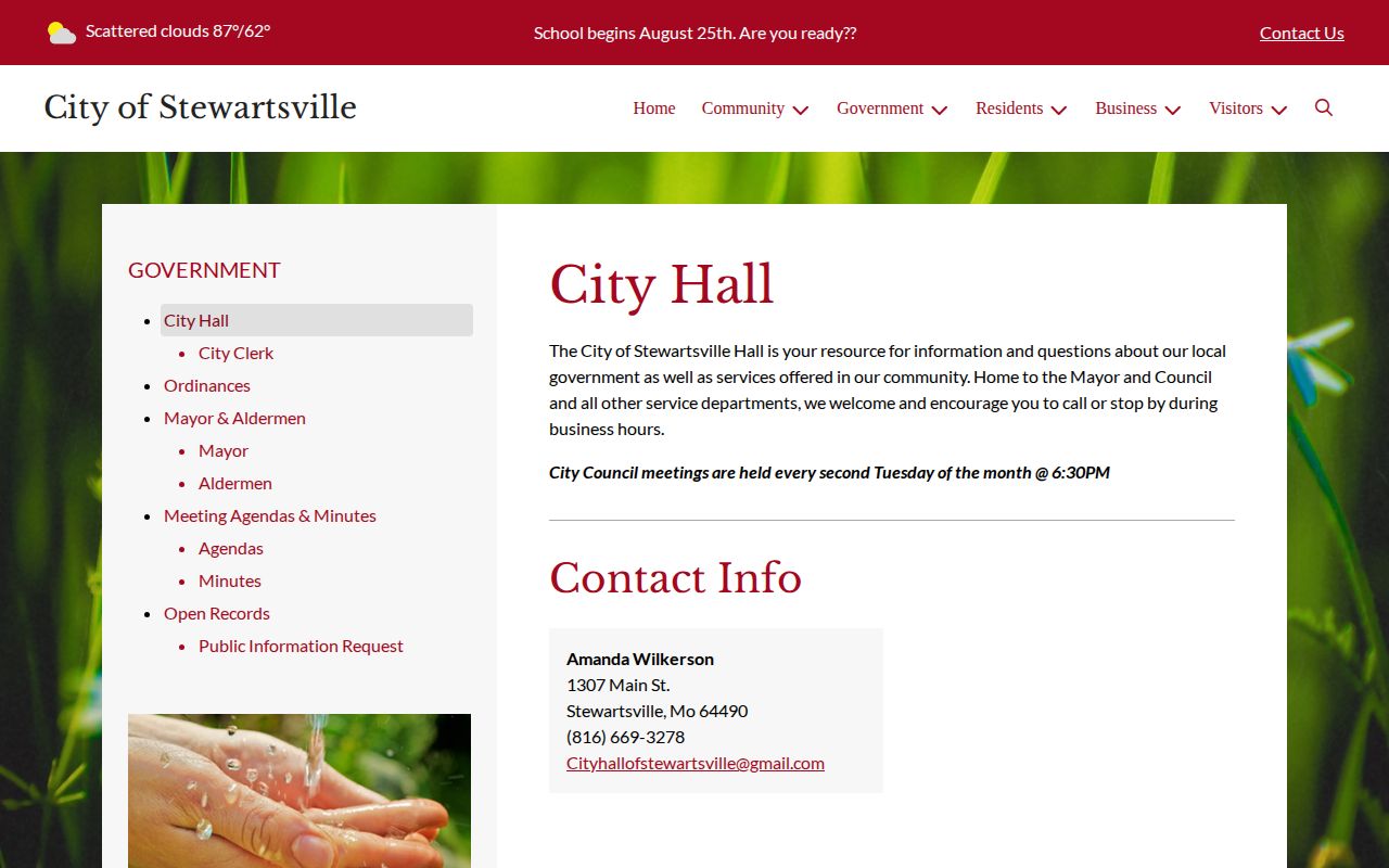 DeKalb County Stewartsville arrest-record source showing City Hall information